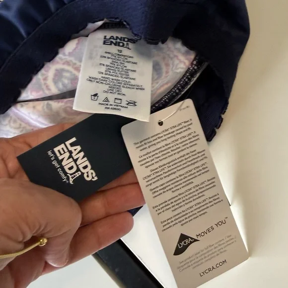 New Lands' End Size 12 Underwire Wrap Tie Tankini Set High Waist Retro Paisley - Picture 8 of 13